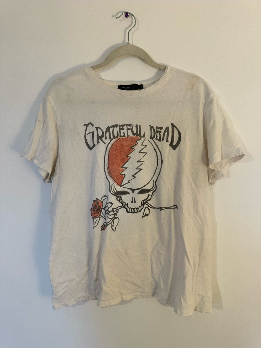 Grateful Dead Graphic Tee in Ivory with Red Accent